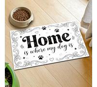 GLOBLELAND Home Prints Tapis de nourriture pour animaux de compagnie pour sols 30 x 50 cm Home is Where My Dog is Dogs Tapis de nourriture absorbant pour chien Tapis de gamelle à séchage rapide pour