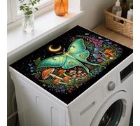GLOBLELAND Housse anti-poussière pour lave-linge/sèche-linge « Papillons Magiques » 23.6x19.6,(5) cm, motifs champignons fantastiques, protection antidérapante pour le dessus du lave-linge
