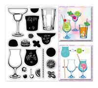 GLOBLELAND Layering Fruit Drink Background Clear Stamps Layered Wine Silicone Clear Stamp Seals for Cards Making DIY Scrapbooking Photo Journal Album Decoration