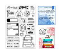 GLOBLELAND Livres à Lire Tampons Transparents pour Bricolage Scrapbooking Liste de Lecture Sceaux Transparents en Silicone pour la Fabrication de Cartes Album Journal Décoration de la Maison