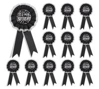 GLOBLELAND Lot de 12 épingles à rosace d'anniversaire en satin noir avec inscription « It's My Birthday » - Pour récompenses d'anniversaire - Pour homme et femme