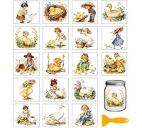 GLOBLELAND Lot de 18 feuilles d'autocollants de transfert pour tasse Motif cygnes et canards colorés 9,9 x 9,1 cm