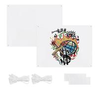 GLOBLELAND Lot de 2 bannières vierges en polyester blanc de 1,2 x 1,2 m avec corde et autocollants, grandes bannières blanches à faire soi-même pour intérieur et extérieur, affaires, bureau, fête