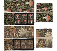 GLOBLELAND Lot de 2 porte-cartes de tarot champignon, feuilles, sacs de tarot en polyester pour cartes, dés, cristaux, divination et fournitures de sorcière