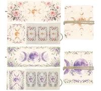 GLOBLELAND Lot de 2 porte-cartes de tarot en polyester avec phases lunaires | Bohème Fleurs Magiques Divination Grande Pochette de Rangement Accessoires pour Cartes à Jouer et Tarots