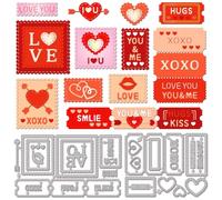 GLOBLELAND Love Heart Timbre-Poste Coupe Meurt Saint Valentin Timbre Poste Coupe Meurt Amour Baiser Timbre-Poste Cadre Matrices de Découpe pour Bricolage Scrapbooking Décoratif Gaufrage Papier Carte