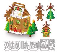 GLOBLELAND Matrices de Découpe 3D en Forme de Boîte de Maison de Noël pour la Fabrication de Cartes Étiquettes Arbre de Noël Cadre en Métal Étiquettes de Bonhomme en Pain D'Épice pour Scrapbooking