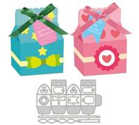 GLOBLELAND Matrices de Découpe 3D Mini Boîte-Cadeau pour la Fabrication de Cartes Boîte de Sac Cadeau de Bonbons Découpes en Acier au Carbone Pochoirs de Gaufrage Modèle pour Scrapbooking