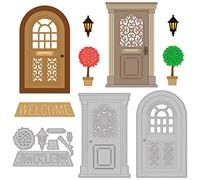 GLOBLELAND Matrices de Découpe Arche de Porte de Porte Lampe de Porte Plantes Vertes Couverture de Bienvenue Pochoirs de Gaufrage Modèle pour Carte de Papier DIY Scrapbooking Album