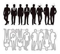 GLOBLELAND Matrices de Découpe Bonne Fête des Pères Métal Hommes Silhouette Dentelle Die Cuts Gaufrage Pochoirs Modèle pour Papier Carte Fabrication Décoration DIY Scrapbooking Album Artisanat Décor