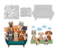 GLOBLELAND Matrices de Découpe Canapé Chien et Chat en Métal Animaux Die Cuts Gaufrage Gabarits Modèle pour la Fabrication de Cartes en Papier Décoration DIY Scrapbooking Album Décor