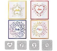 GLOBLELAND Matrices de Découpe Creuses en Forme de Cœurs D'Étoiles de Feux D'Artifice Hello Happy Love Sourire Bénédictions Matrices de Découpe pour Bricolage Scrapbooking Fabrication de Cartes
