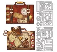 GLOBLELAND Matrices de Découpe de Cadre D'Interface de Valise Vintage pour Bricolage Scrapbooking Cadre de Timbre Poste en Métal Matrices de Découpe de Planificateur pour la Fabrication de Cartes