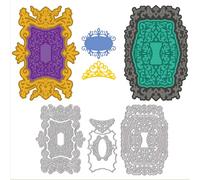 GLOBLELAND Matrices de Découpe de Cadre en Dentelle Victorienne Matrices de Découpe de Couronne Modèle D'Étiquette Pochoir pour la Fabrication de Cartes Décoration Bricolage Scrapbooking Décor