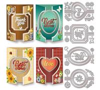 GLOBLELAND Matrices de Découpe de Cartes à Obturateur 3D pour Bricolage Scrapbooking Métal Cœur Carte Pliante Matrices de Découpe de Mots pour la Fabrication de Cartes Gaufrage Album Photo