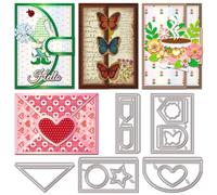 GLOBLELAND Matrices de Découpe de Cartes Pliées pour la Fabrication de Cartes Cartes D'Invitation Matrices de Découpe en Métal Modèles pour Scrapbooking Journal Gaufrage Papier Artisanal Décoration