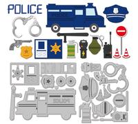 GLOBLELAND Matrices de Découpe de Costume de Police en Métal Matrices de Découpe de Badge de Police Modèles de Gaufrage de Découpe de Voiture de Police pour le Scrapbooking L'Artisanat la Fabrication