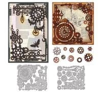 GLOBLELAND Matrices de Découpe de Fond de cornes Industriels Engrenages en Métal Cadre de Fond Horloges Ampoules Découpes pour la Fabrication de Cartes Bricolage Scrapbooking Artisanat