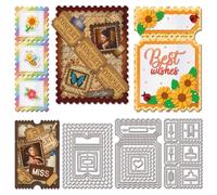 GLOBLELAND Matrices de Découpe de Fond de Timbre Poste pour la Fabrication de Cartes Fond de Diaporama Découpes en Métal Cadre Postal Matrices Découpe Modèles pour Scrapbooking Journal Décoration