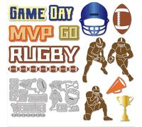 GLOBLELAND Matrices de Découpe de Football Américain en Métal Modèle de Gaufrage de Coupe de Joueur de Rugby Trophée de Jour de Match Découpes de Papier pour Scrapbooking Fabrication de Cartes