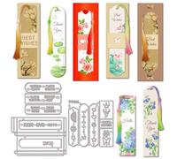 GLOBLELAND Matrices de Découpe de Marque-Page en Métal Pochoirs de Gaufrage avec Mots de Bénédiction Modèles pour Scrapbooking Gaufrage Décoratif Carte en Papier 4.8~5.9×4.13~7.2 pouce