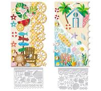 GLOBLELAND Matrices de Découpe de Page D'Été pour DIY Scrapbooking Renfort de Trou D'Onglet en Métal Matrices de Découpe de Planificateur Découpes de Chaise de Plage au Citron pour Fabrication Cartes