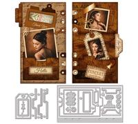 GLOBLELAND Matrices de Découpe de Pages de Dossier de Plan pour Scrapbooking Étiquette de Poche Cousue en Métal Journaux Planificateurs Découpes Pochoirs de Gaufrage pour la Fabrication de Cartes