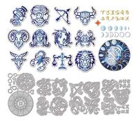 GLOBLELAND Matrices de Découpe Douze Constellations pour Scrapbooking DIY Matrices de Découpe en Métal Phases de Lune Matrices de Découpe Étoiles pour la Création de Cartes Gaufrage Album Photo