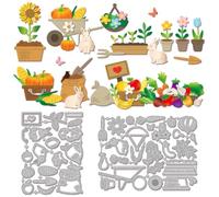 GLOBLELAND Matrices de Découpe du Marché des Fermiers pour Scrapbooking le Bricolage les Légumes les Fruits les Plantes en Pot les Fleurs les Matrices de Découpe les Pâques Lapins les Tournesols
