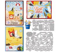 GLOBLELAND Matrices de Découpe en Forme de Mouette et de Frites pour Scrapbooking en Métal Animaux de L'Océan Poissons Crabes Surf Récifs Coquillages Découpes pour la Fabrication de Cartes