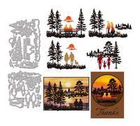 GLOBLELAND Matrices de Découpe en Métal pour Couple au Coucher du Soleil Modèle de Gaufrage en Forme de Promenade Familiale en Forêt Couple de Chats et de Chiens pour Scrapbooking Fabrication