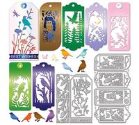 GLOBLELAND Matrices de Découpe en Métal pour Marque Pages Oiseaux Silhouettes D'Arbres Cadres D'Étiquettes Modèles de Gaufrage pour Scrapbooking Loisirs Créatifs Fabrication de Cartes en Papier