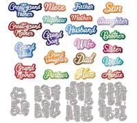 GLOBLELAND Matrices de Découpe en Métal pour Scrapbooking Mots de Famille Mamans Cadre Matrices de Découpe pour Bricolage Mots en Métal Alphabet Papa Maman pour la Fabrication de Cartes Gaufrage