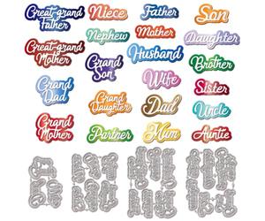GLOBLELAND Matrices de Découpe en Métal pour Scrapbooking Mots de Famille Mamans Cadre Matrices de Découpe pour Bricolage Mots en Métal Alphabet Papa Maman pour la Fabrication de Cartes Gaufrage