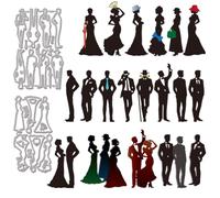 GLOBLELAND Matrices de Découpe en Métal pour Silhouette de Gentleman et de Dame Modèle de Gaufrage Portrait de Personnes Rétro Femme Homme Découpes en Papier pour Scrapbooking Fabrication de Cartes