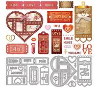GLOBLELAND Matrices de Découpe en Métal pour Timbres Poste en Forme de Cœur Billets et Autres Motifs pour la Saint Valentin. Gabarits de Découpe et de Gaufrage pour Scrapbooking Loisirs Créatifs
