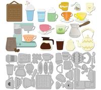 GLOBLELAND Matrices de Découpe Ensemble de Tasses à Café pour Bricolage Scrapbooking Boissons en Métal Matrices de Découpe pour Tableau D'Affichage Découpes pour la Fabrication de Cartes Gaufrage