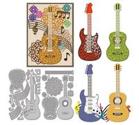 GLOBLELAND Matrices de Découpe Mandala Guitar pour Scrapbooking Notes Métalliques pour la Fabrication de Cartes le Gaufrage les Albums Photo les Loisirs Créatifs