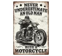 GLOBLELAND "Ne Sous - Estimez Jamais un Vieil Homme Sur Une Moto" Vintage Vieil Homme Moto Métal étain Logo Art Plaque Affiche Home Toolroom Bar Club Restaurant Café Décoration Murale
