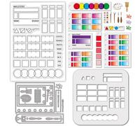 GLOBLELAND Palette de Couleurs Tampons Matrices de Découpe Pochoirs de Peinture PET pour la Fabrication de Cartes Nuancier Tampon en Silicone pour Artiste Cadre de Page en Métal Découpes Pochoirs