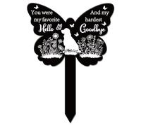 GLOBLELAND Piquet de Jardin Commémoratif en Forme de Papillon pour Chien et Fleurs Plaque Commémorative Bonjour au Revoir pour Cimetière Piquet Funéraire en Acrylique Plaque de Jardin de Condoléances