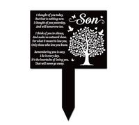 GLOBLELAND Piquet rectangulaire en forme de cœur en acrylique pour fils, arbre de jardin, oiseaux, commémoration, texte en forme de cœur, bénédiction « Think of You Every Day » pour cour, tombe