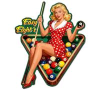 GLOBLELAND Plaque Décorative Murale en Métal Vintage « Dame de Billard » (Pin Up) - Affiche Humoristique pour Bar Salle de jeusx Salon Salle à Manger Salle de Loisirs Salle de Billard Ou