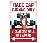 GLOBLELAND Plaque en Étain " Race Car Parking Only " Formula Racing Plaque en Métal Vintage en Étain 12x8pouce Décoration Murale Amusante Plaques en Étain pour Maison Ferme Bar Garage Café Club Décor