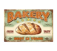 GLOBLELAND Plaque en Métal Humoristique " Bakery Fresh Tasty Best In Town " 8x12pouces pour Garage Jardin Plaque Artistique Décoration Murale pour Maison Cuisine Bar Club Café Verger