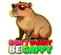 GLOBLELAND Plaque en Métal Représentant un Capybara Amusant avec des Lunettes de Soleil « Ne T'Inquiète Pas Sois Cappy » Décoration Murale Vintage Idéale pour un Bar une Fête