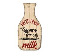 GLOBLELAND Plaque en Métal Vintage avec "Fresh Farm Milk" Rétro Bouteille de Lait Affiche Décorative Murale en Métal pour la Maison la Cuisine Le Restaurant Le Café Le Ferme d'élevage Le Ferme