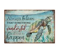 GLOBLELAND Plaque en Métal Vintage en Forme de Tortue de Mer pour Garage Panneaux Personnalisés Panneaux de Grotte de Jardin Décoration Murale pour Cuisine Bar Club Café Décoration de Verger