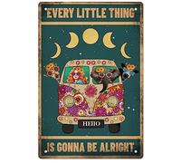 GLOBLELAND Plaque en Métal Vintage pour Voiture en Métal Funny Retro Every Little Thing is Gonna Be Alright Décoration Murale en Métal Plaque Décorative 8 × 12 Pouces pour Décoration de la Maison