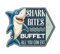 GLOBLELAND Plaque en Métal Vintage Shark Buffet All You Can Eat Rétro Décoration Murale en Métal Panneau pour Maison Restaurant Cuisine ou Salle à Manger